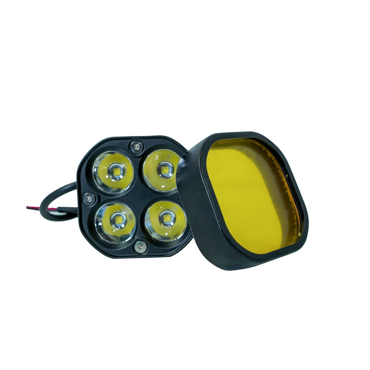 4 LED Square Fog Light with Yellow Lens (2 Pieces)